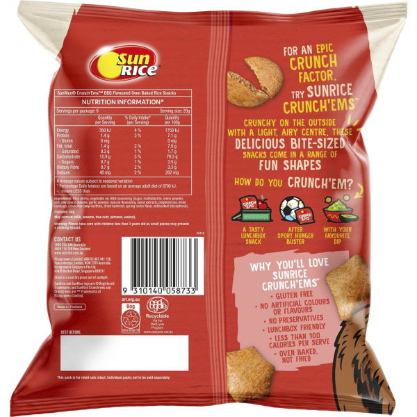 Sunrice Crunch'ems Bbq 120g 6pk