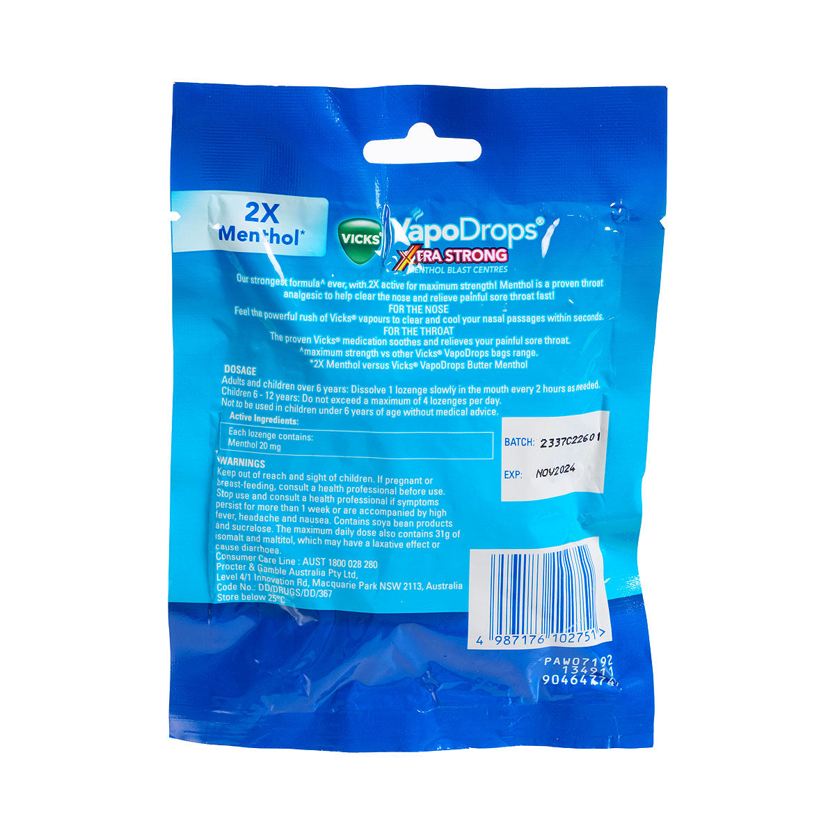 Vicks Vapo Drops Xtra Strong Menthol 16pk