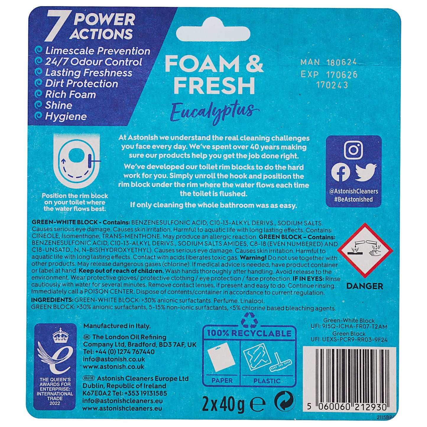 Astonish Cage Foam & Fresh Eucalyptus 2pk