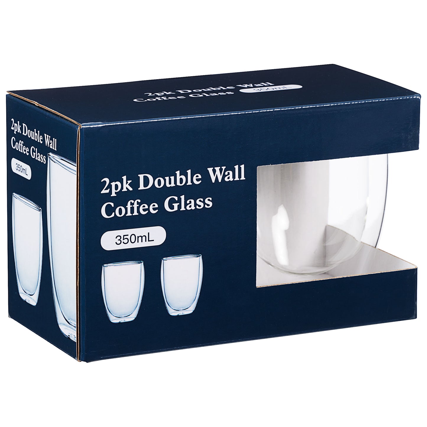 Double Walled Coffee Glass 350mL 2pk