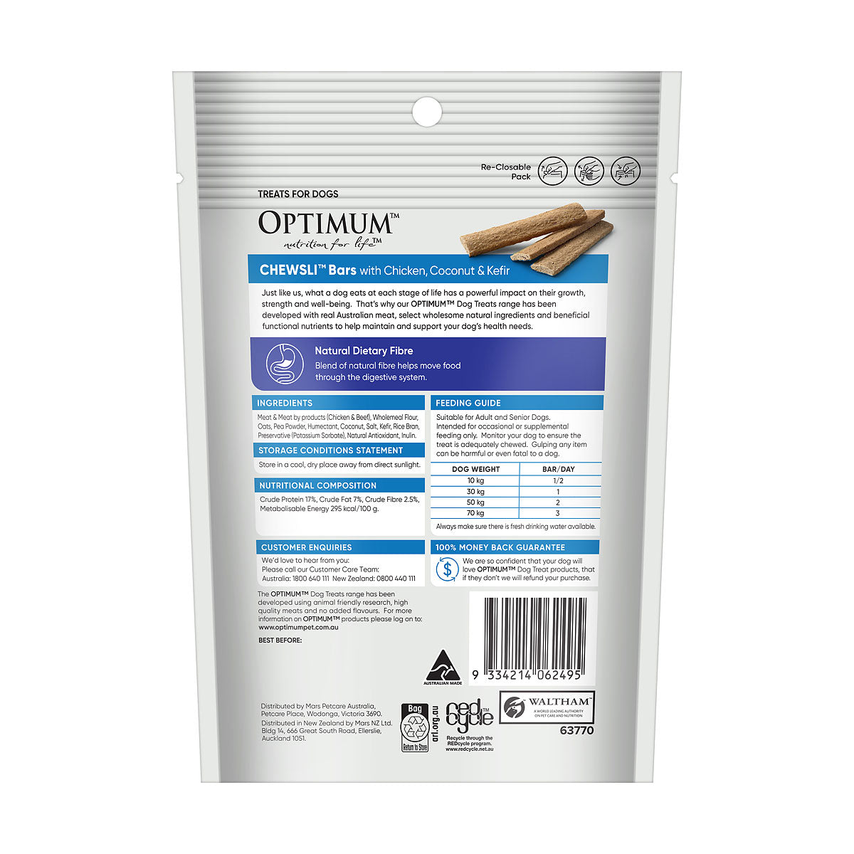 Optimum Chewsli Bars Chicken with Coconut & Kefir 4 Pieces