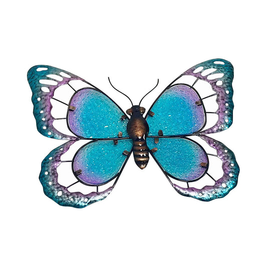 Coloured Metal Butterfly Wall Art Blue/Purple 31x24cm