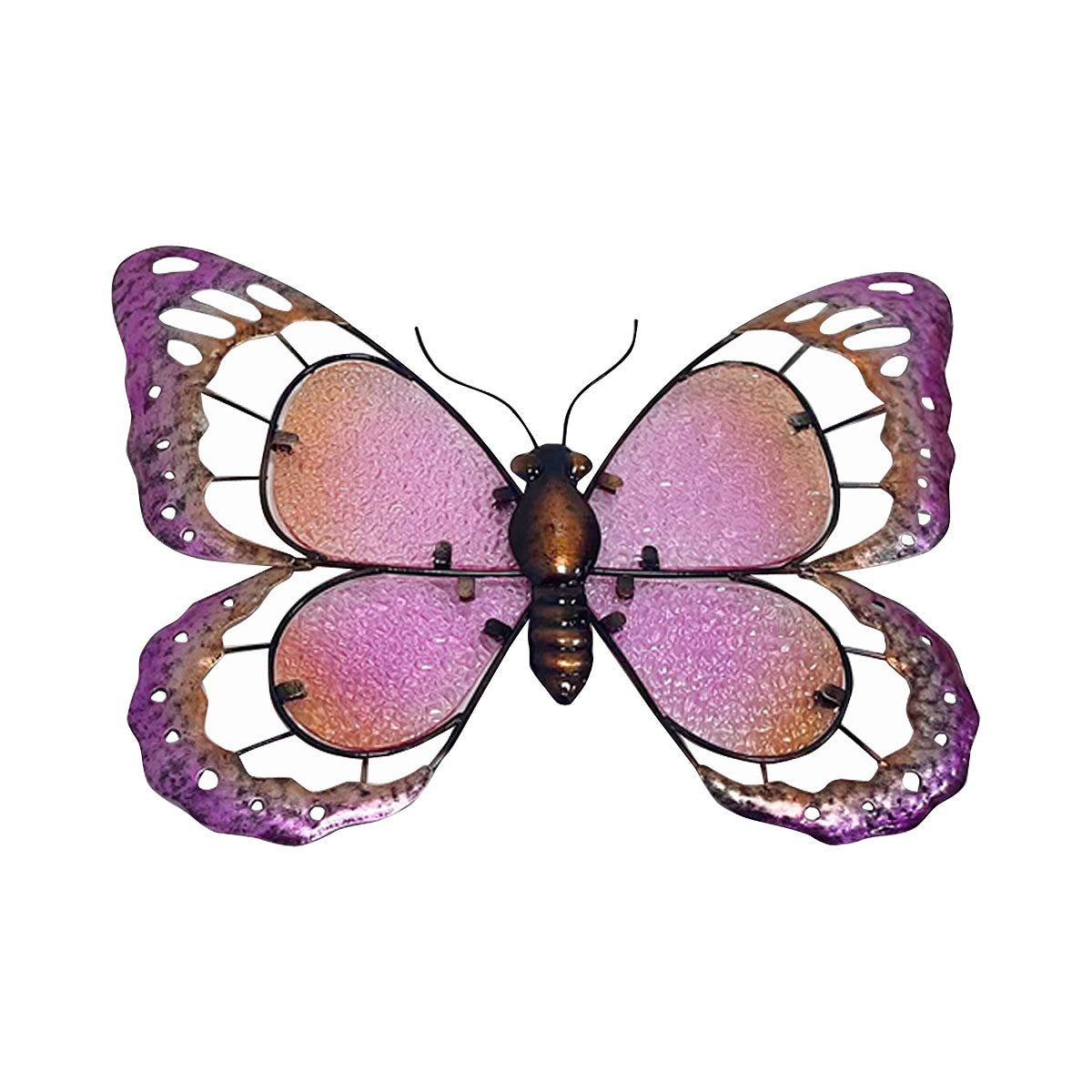 Coloured Metal Butterfly Wall Art Blue/Purple 31x24cm