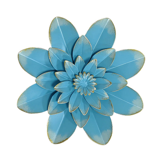 Metal Flower Wall Art Blue/Brown