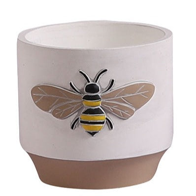 Cement Pot With Bee Design Large Assorted