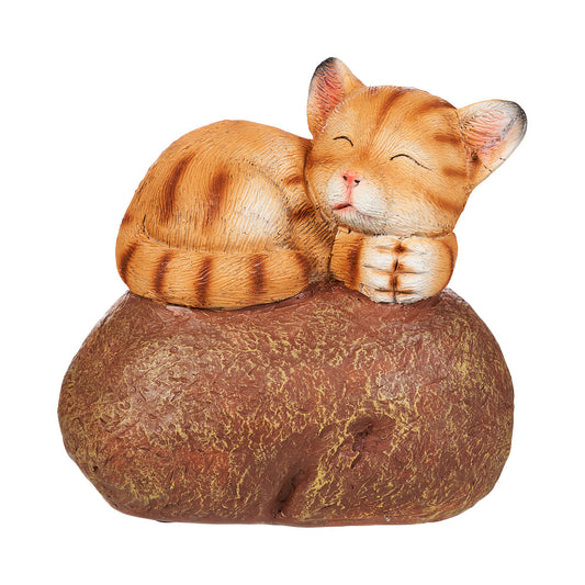 Poly Dog & Cat On Rock Decor