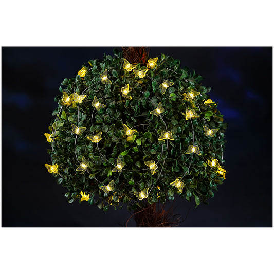 Solar String Lights Butterfly/Flower 25pk