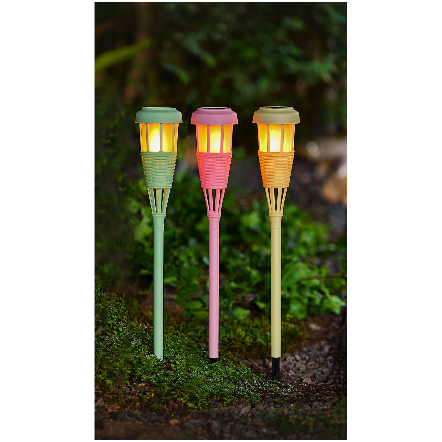 Plastic Solar Bamboo Torch Coloured Small Assorted