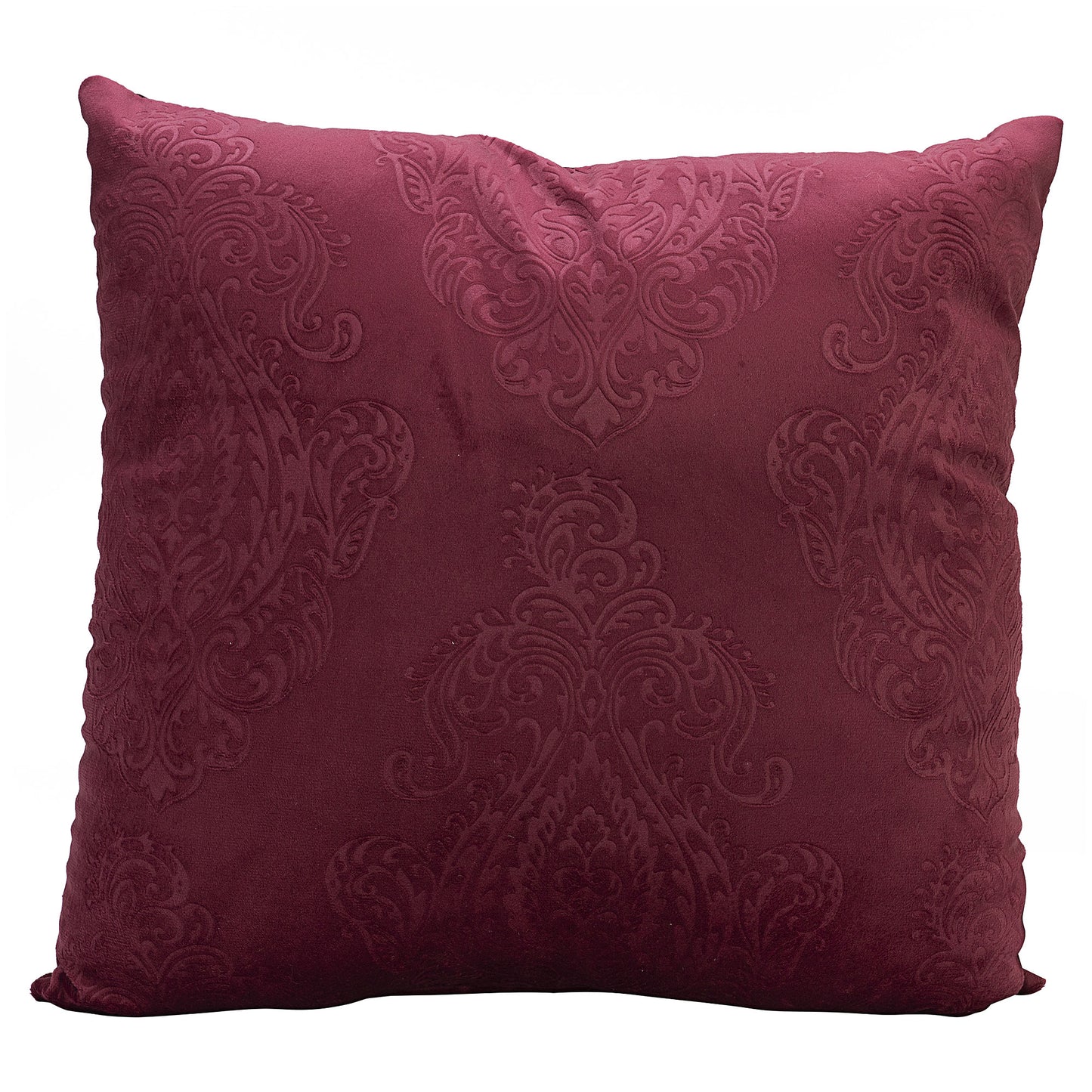 Embossed Velvet Cushion Teal/Burgundy