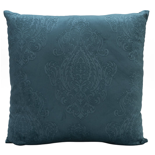 Embossed Velvet Cushion Teal/Burgundy