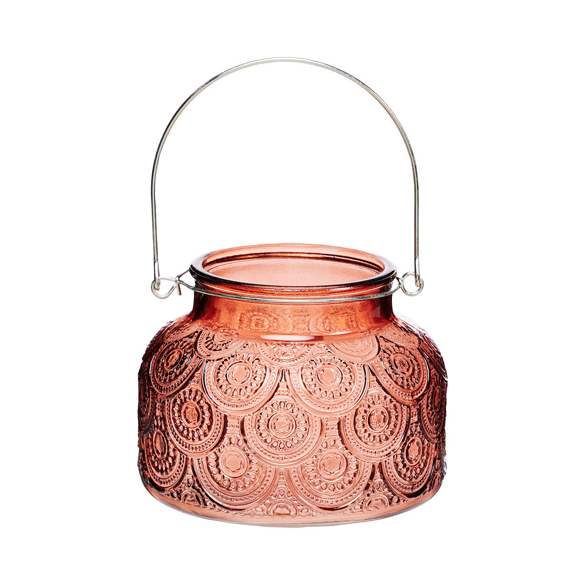 Patterned Glass Lantern Yellow/Orange