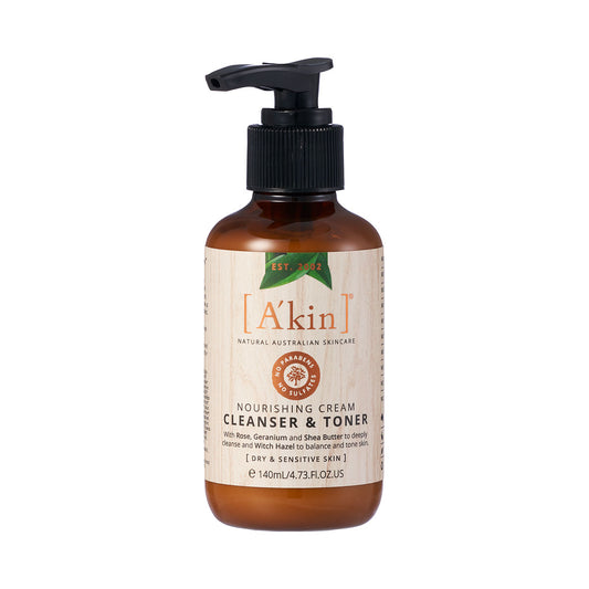Akin Cleanser & Toner Nourishing Cream For Dry & Sensitive Skin 140mL