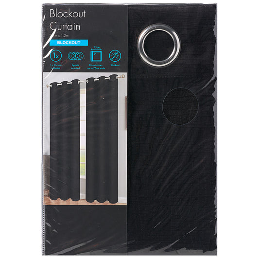 Block Out Eyelet Curtain Black Pattern