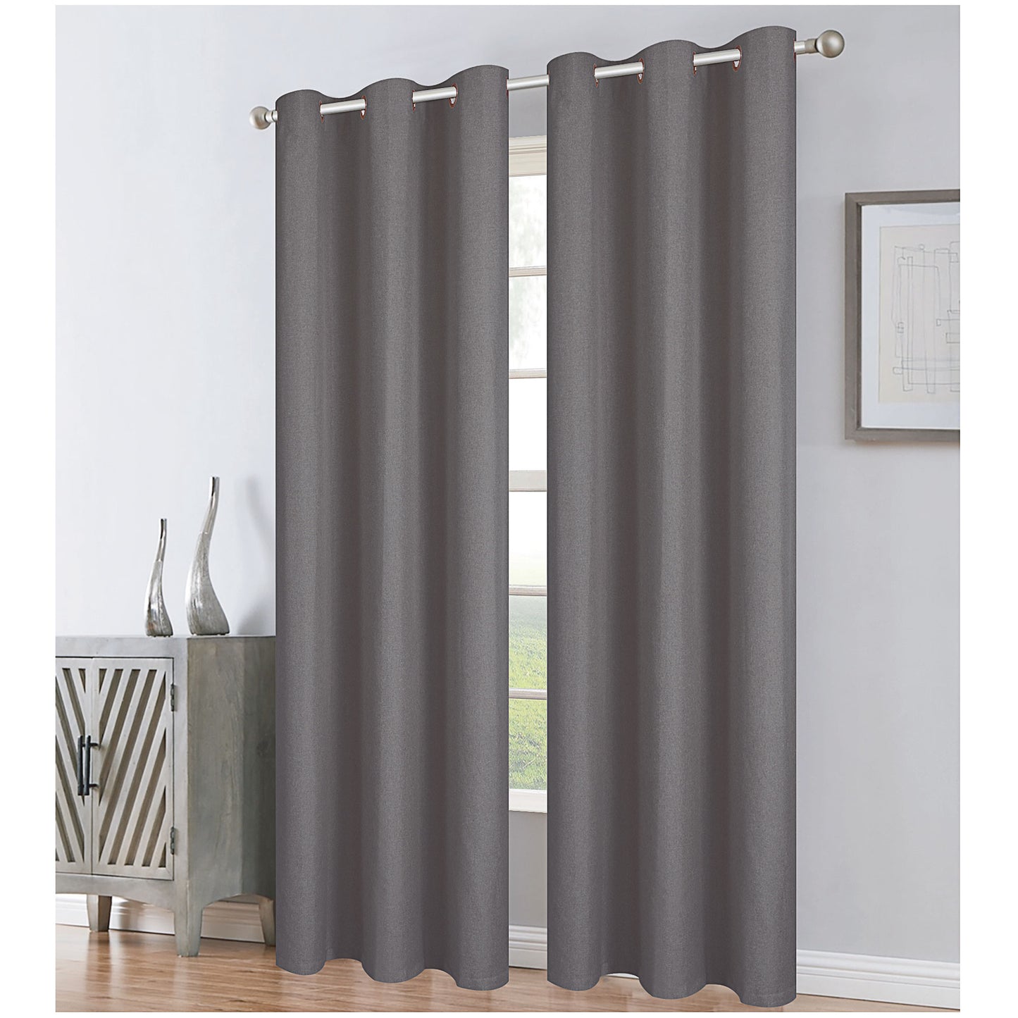 Block Out Eyelet Curtain Charcoal Fleck