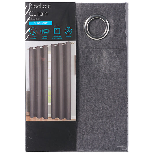 Block Out Eyelet Curtain Charcoal Fleck