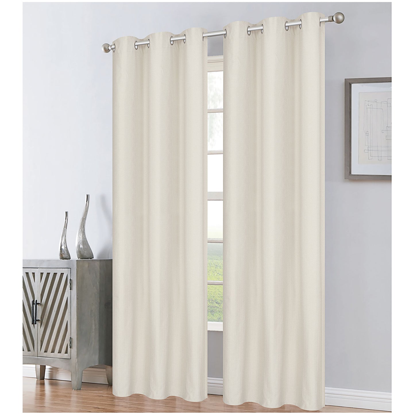 Block Out Eyelet Curtain Natural Herringbone