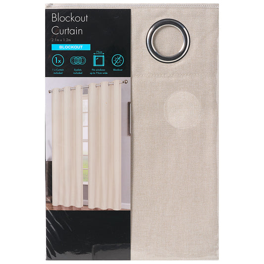 Block Out Eyelet Curtain Natural Herringbone