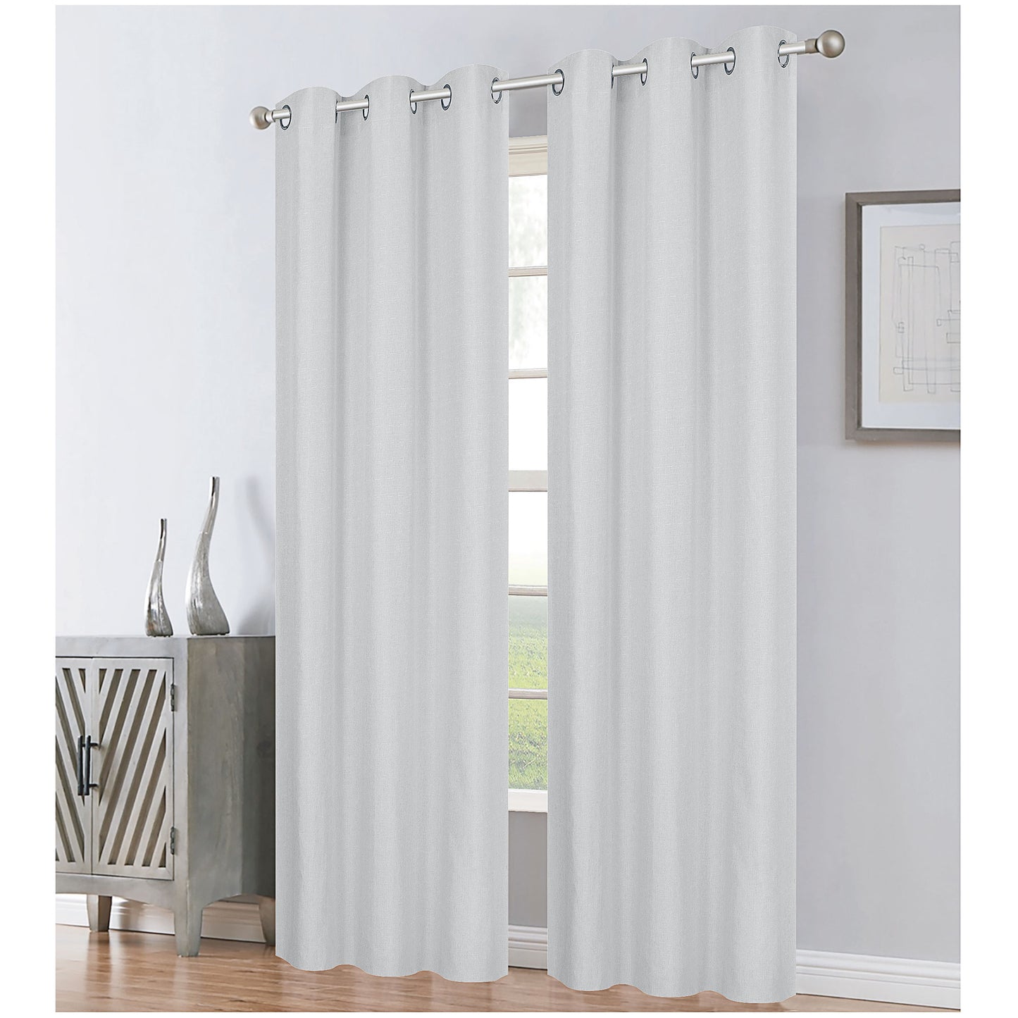 Block Out Eyelet Curtain Silver Fleck