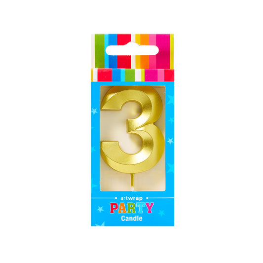 Artwrap Number 3 Candle Gold