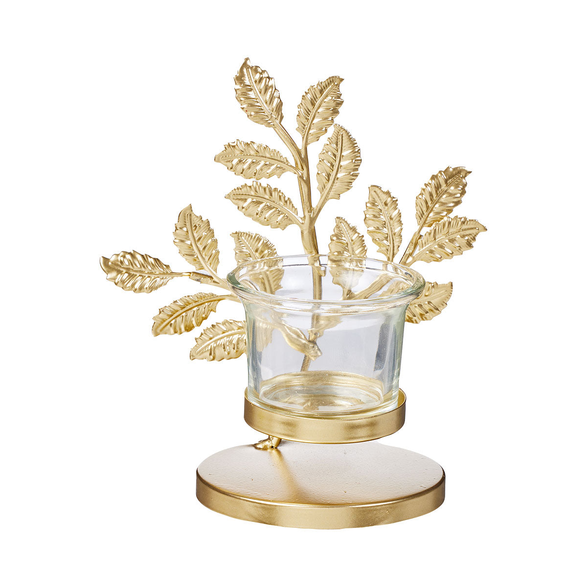 Golden Leaf Candle Holder