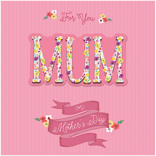 Mother's Day Card Mum Pink Stripes