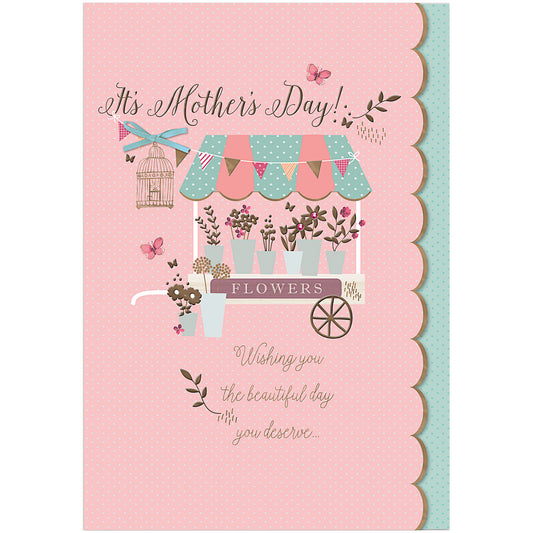 Mother's Day Card Pretty Flower Cart