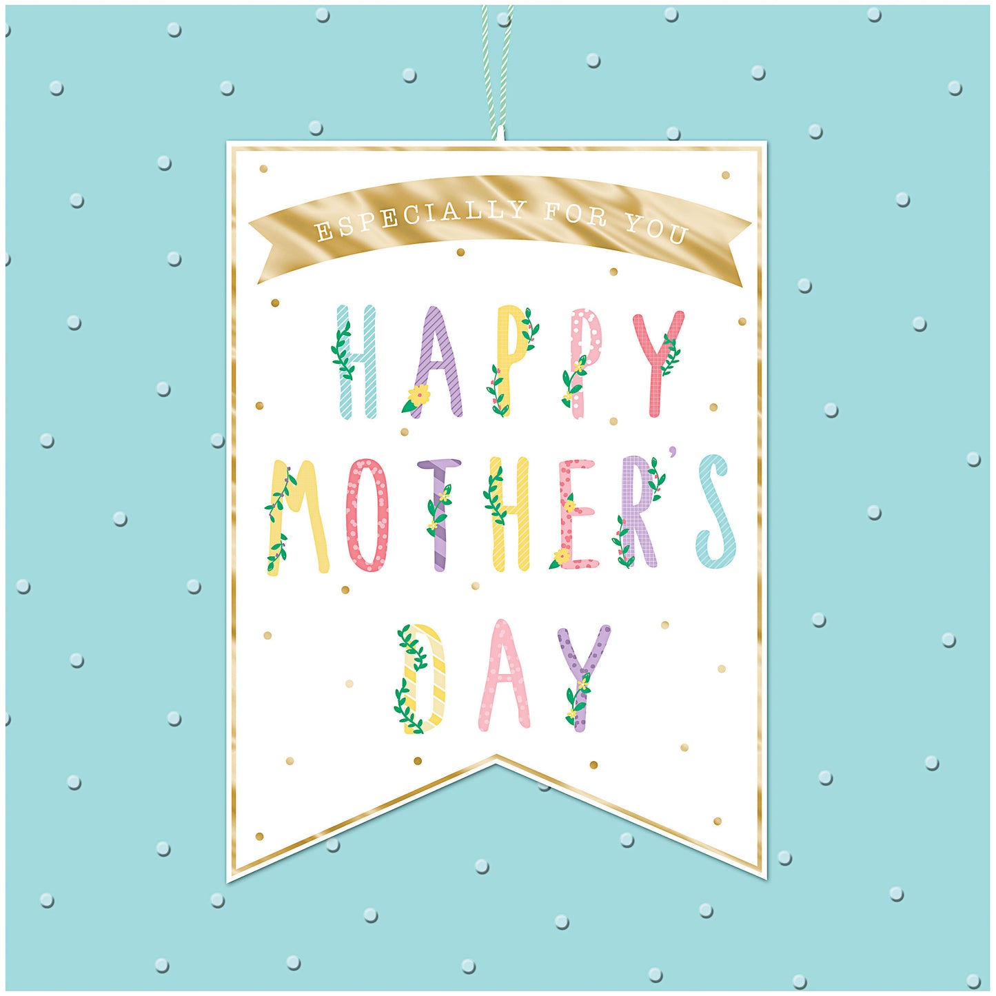 Mother's Day Card Teal Polk Dot