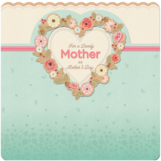 Mother's Day Card Retro Floral Heart