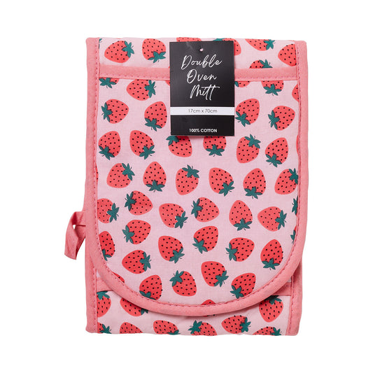 Double Oven Glove 17x70cm Pansy/Strawberry