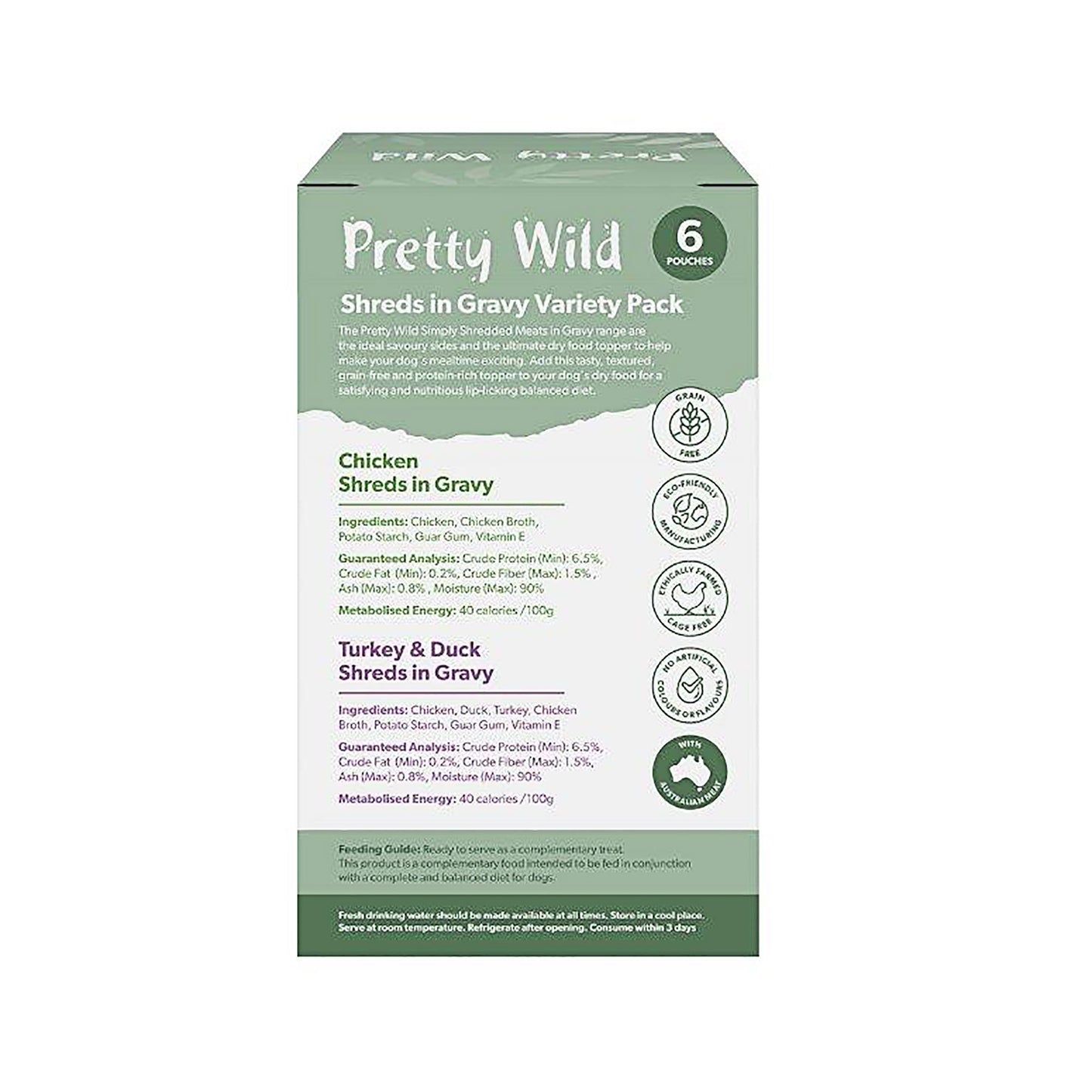 Pretty Wild Shreds In Gravy Variety Pack 6x100g