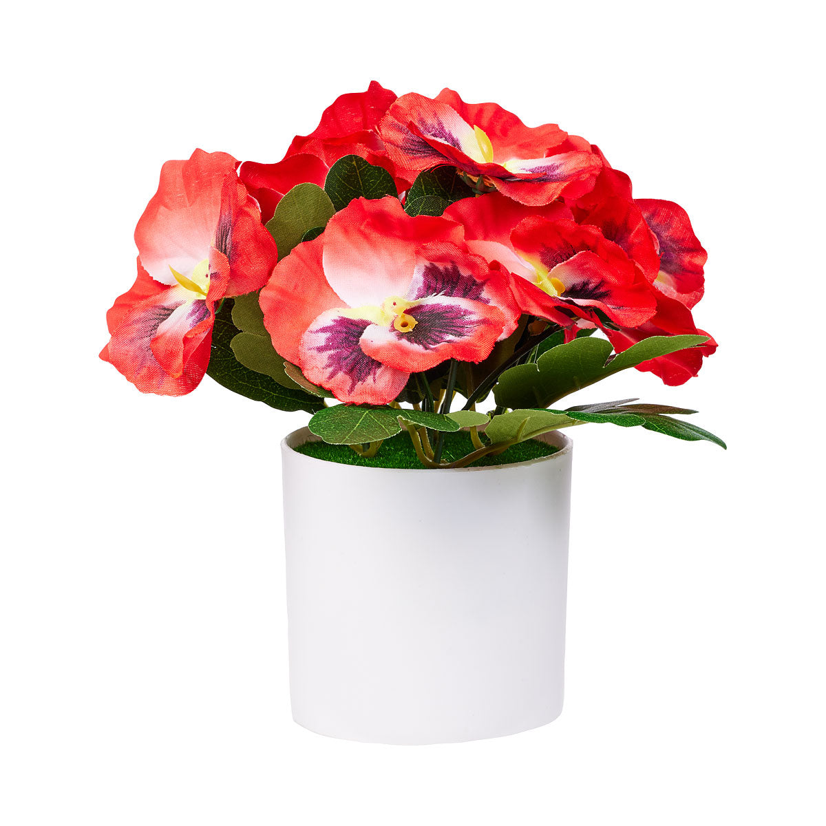 Faux Pansies In White Pot