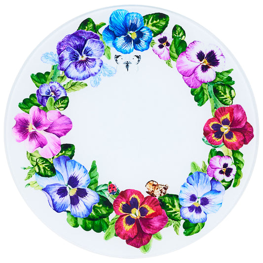 Secret Garden Round Glass Cutting Board