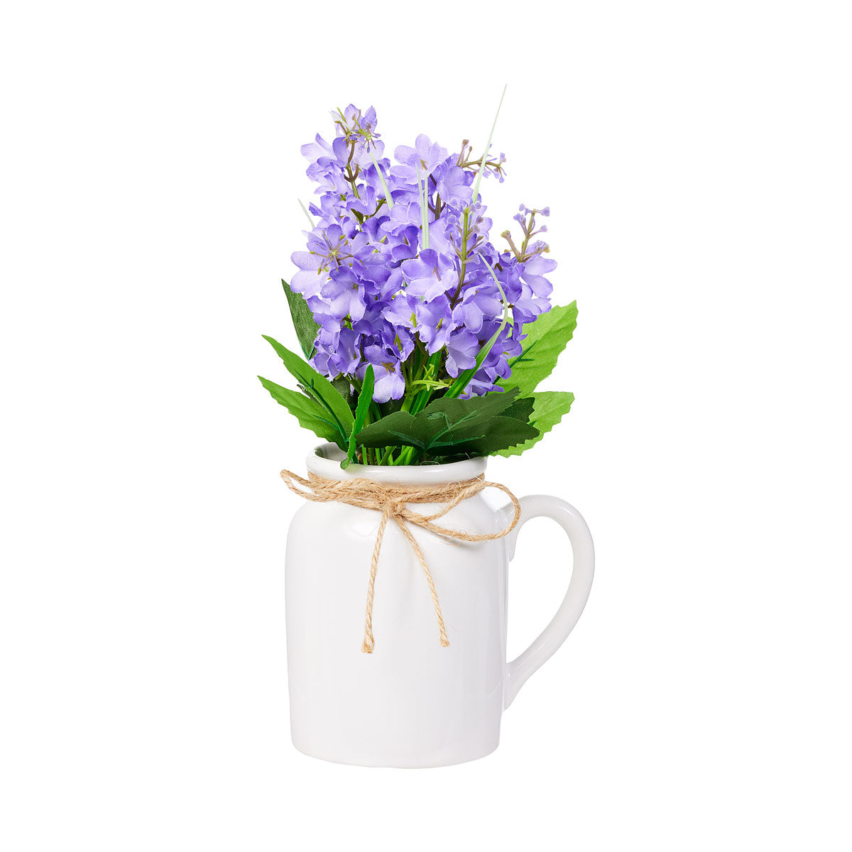 Faux Foxglove In White Jug Pink/Purple