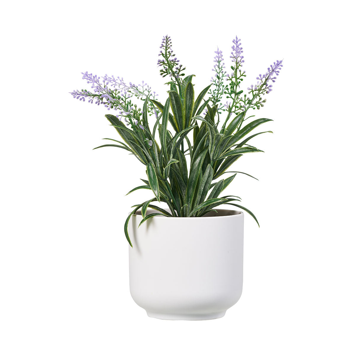 Faux Lavender In White Pot