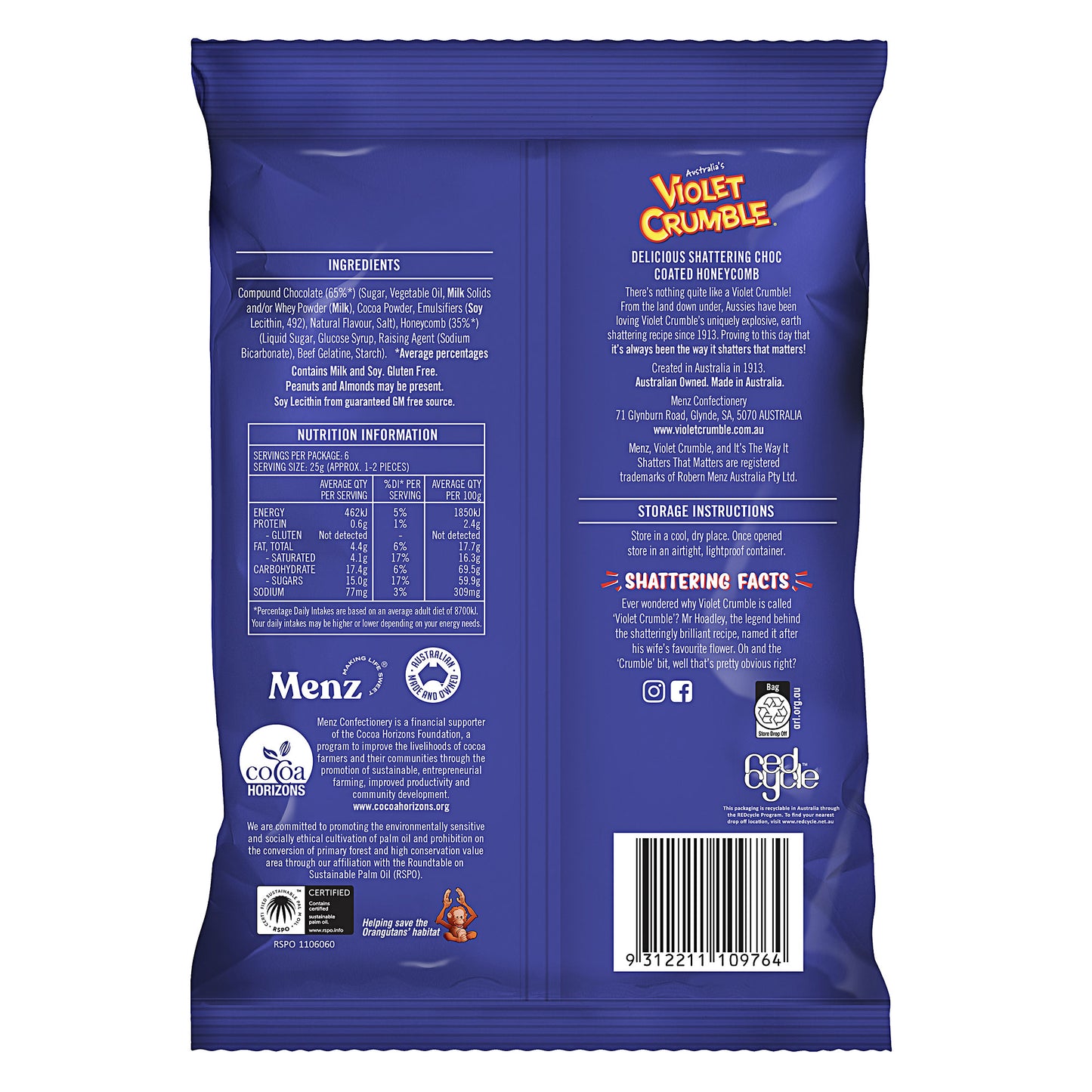 Violet Crumble Bites Bag 150g