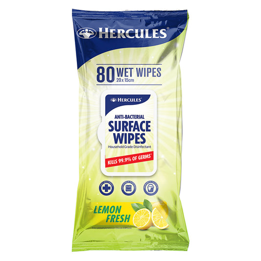 Hercules Anti-bac Surface Wipes Lemon 80pk