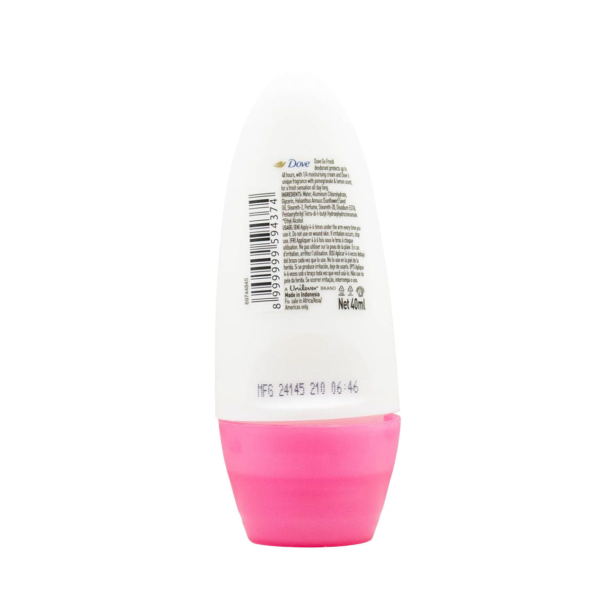 Dove Roll-On Deodorant Go Fresh Pomegranate & Lemon Verbena 40mL