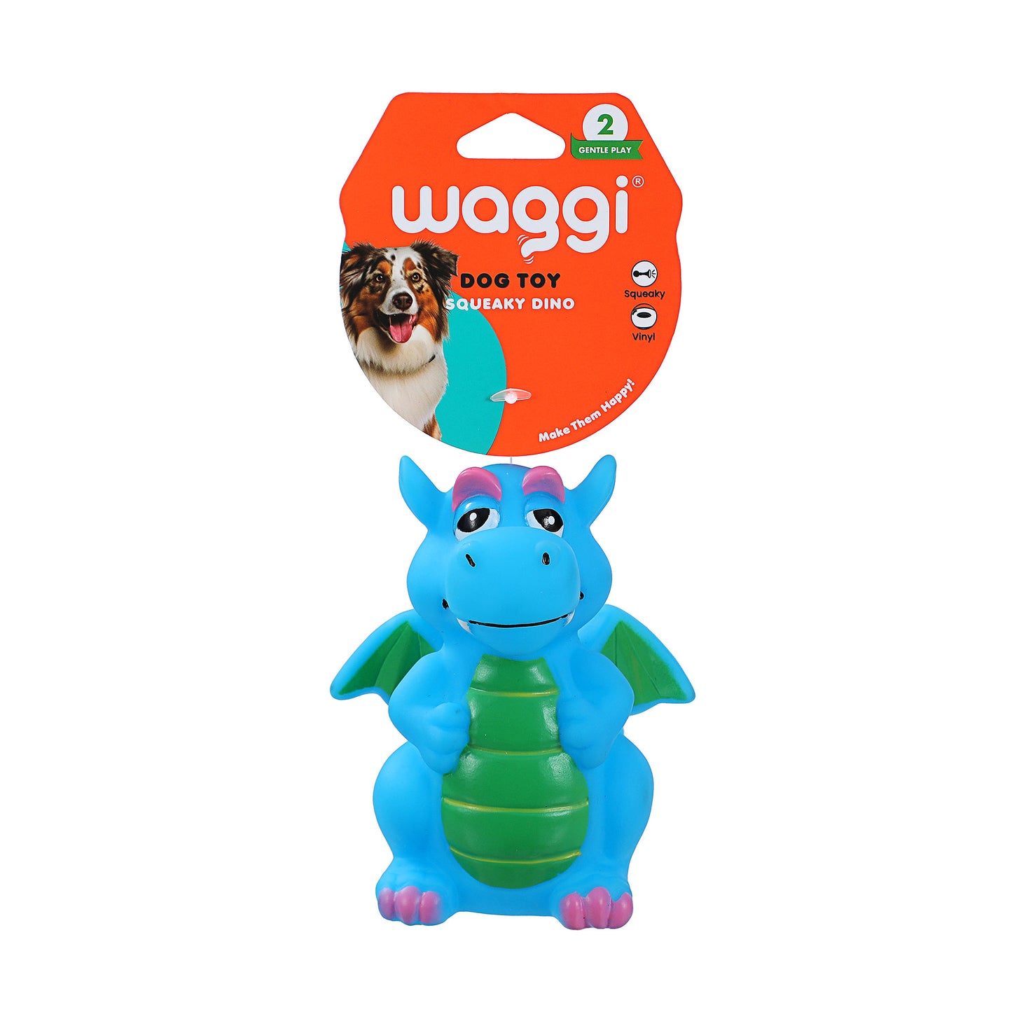 Waggi Dinos Squeaky Vinyl Dog Toys Assorted