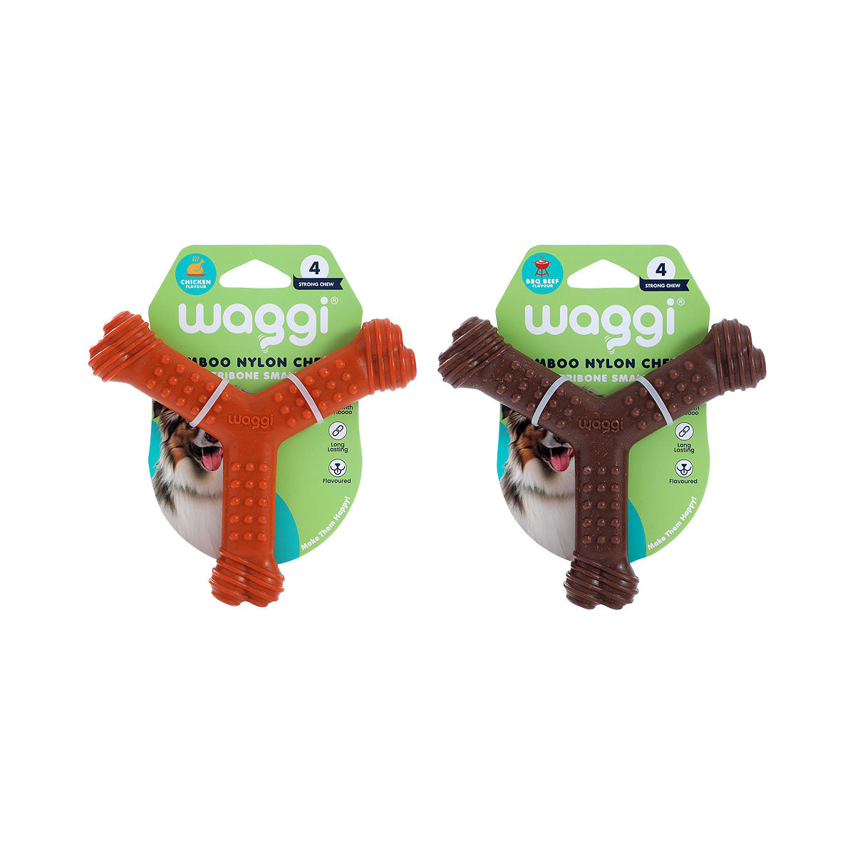 Waggi Bamboo Chew Toy Tribone Assorted