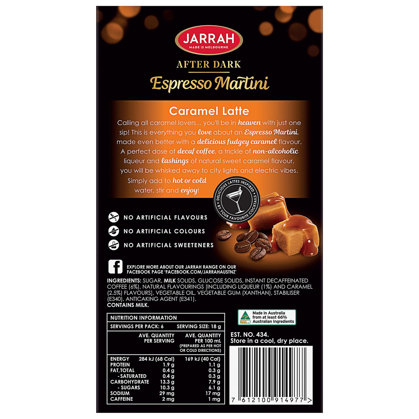 Jarrah After Dark Caramel Espresso Martini 18g 6pk