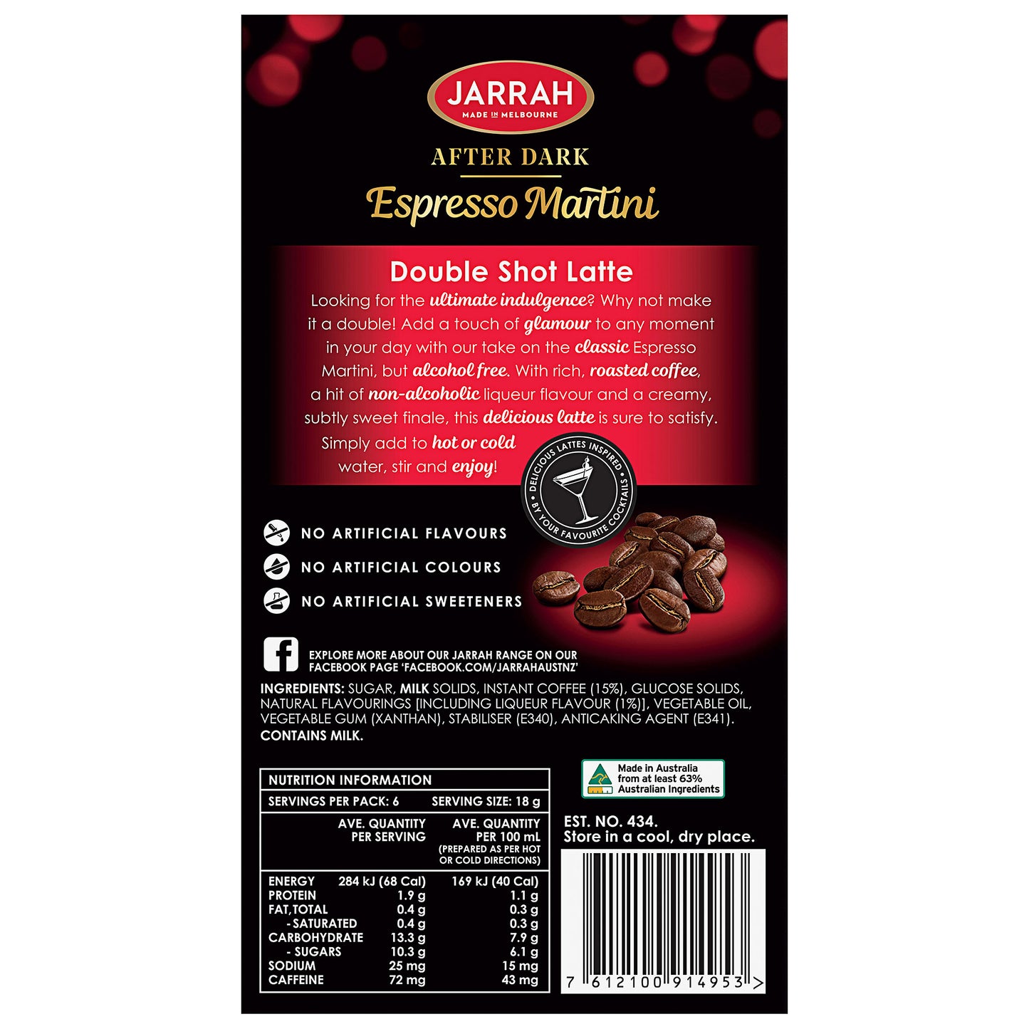 Jarrah After Dark Espresso Martini Double Shot Latte 18g 6pk