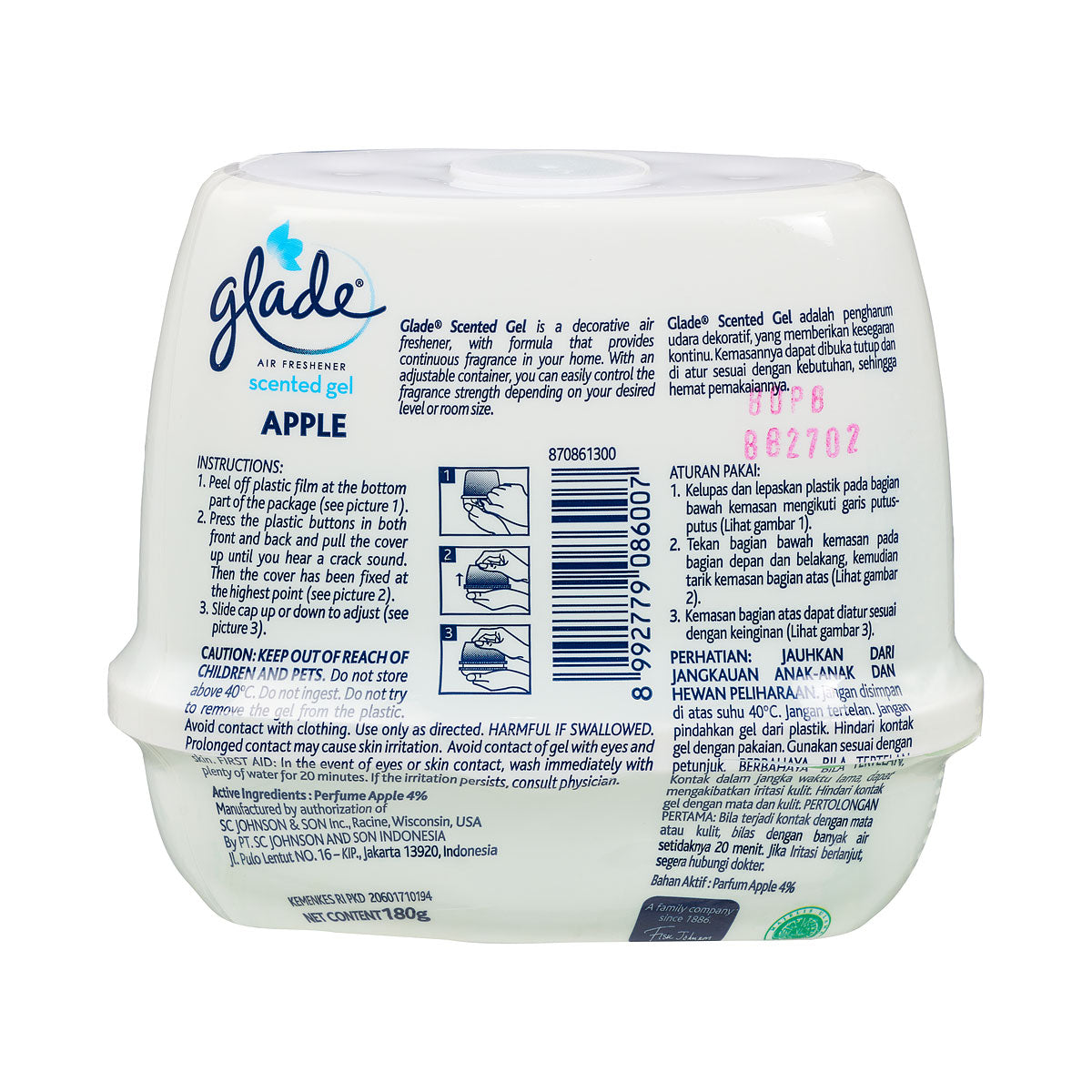 Glade Solid Gel Air Fresh Apple 180g