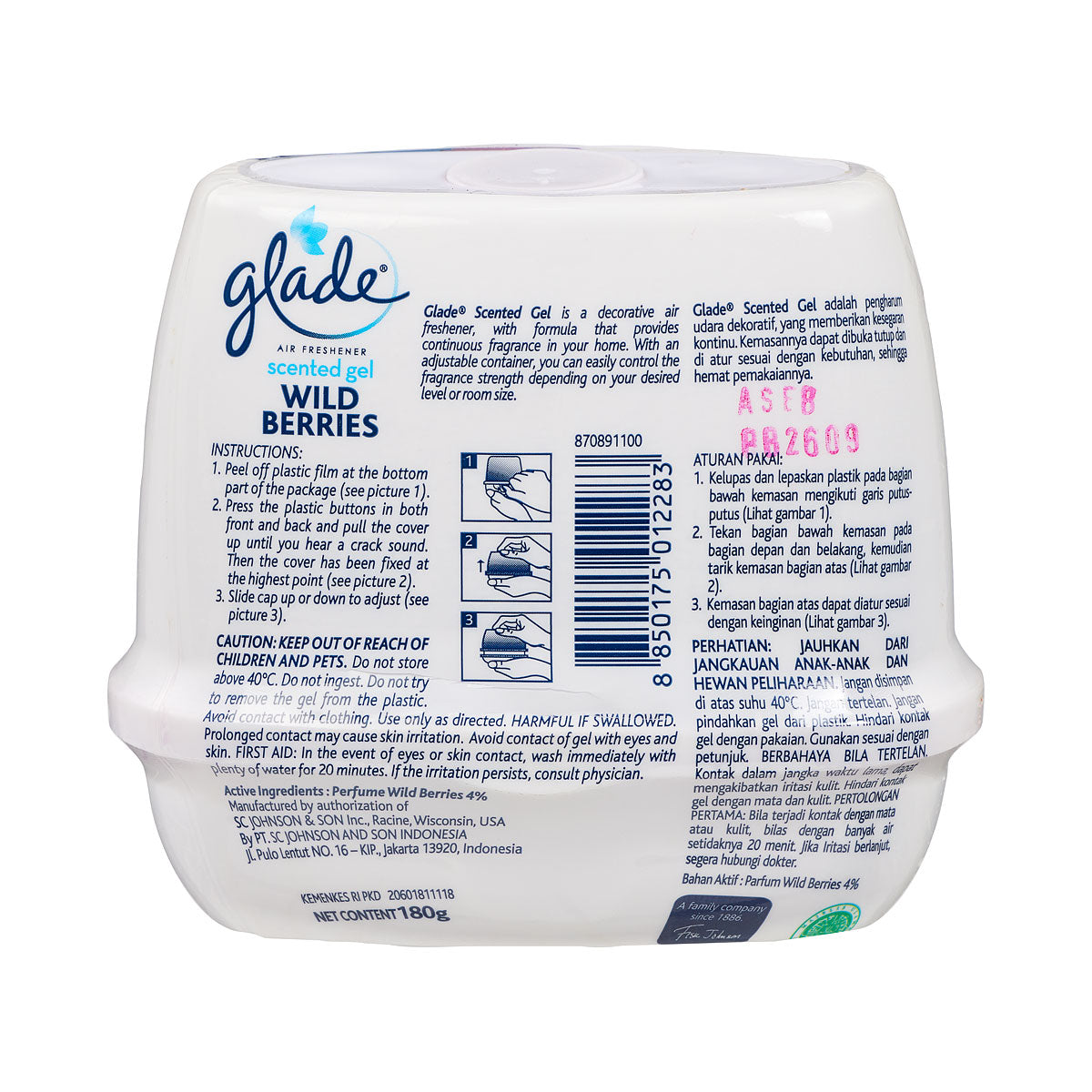 Glade Solid Gel Air Fresh Berries 180g
