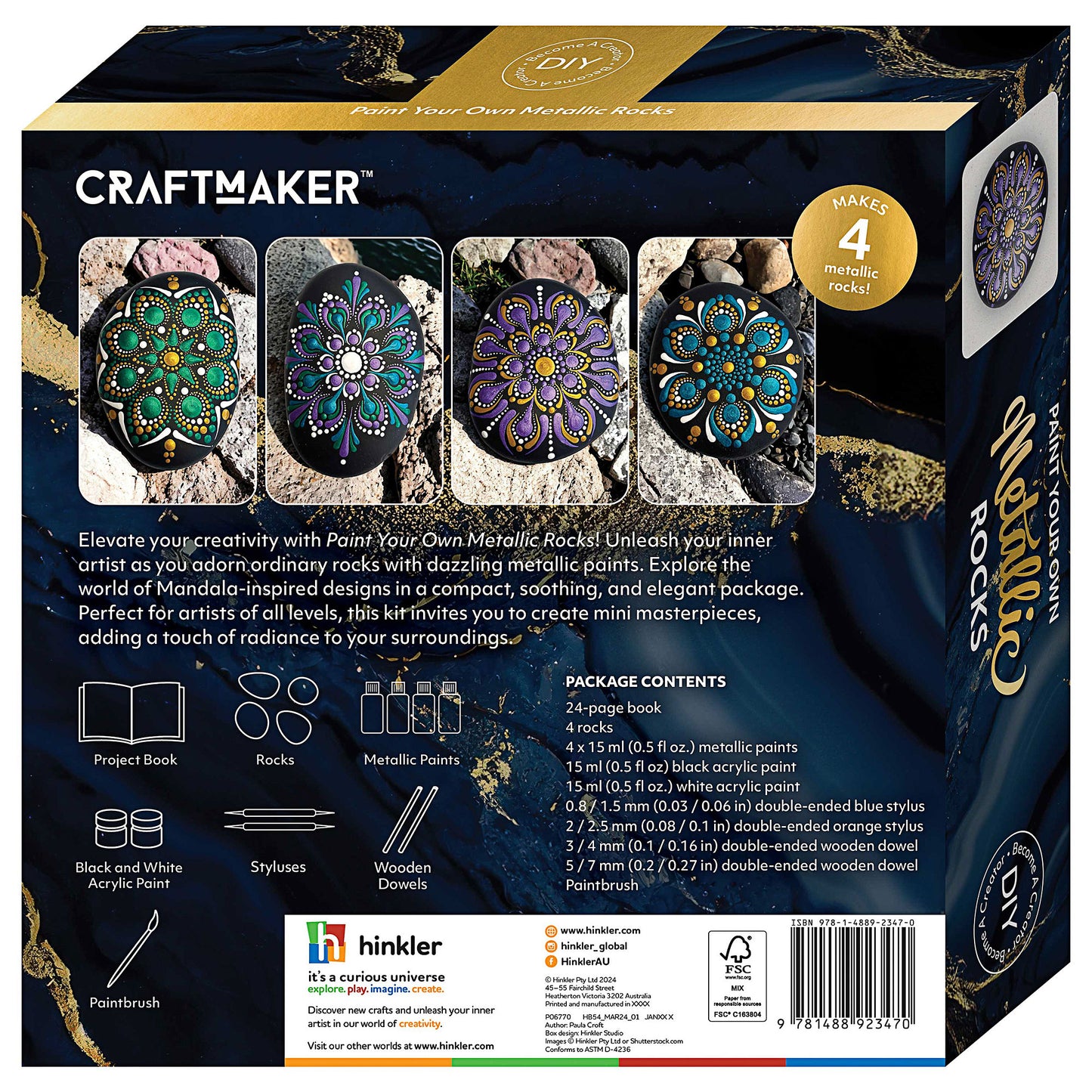 Craft Maker Metallic Rock Painting Kit