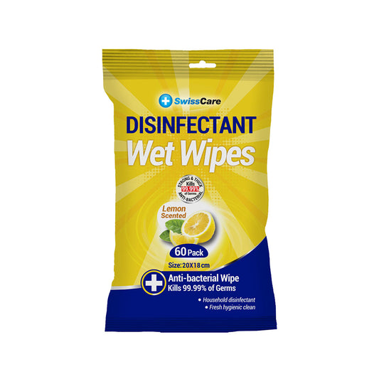 SwissCare Disinfectant Wipes Lemon 60pk