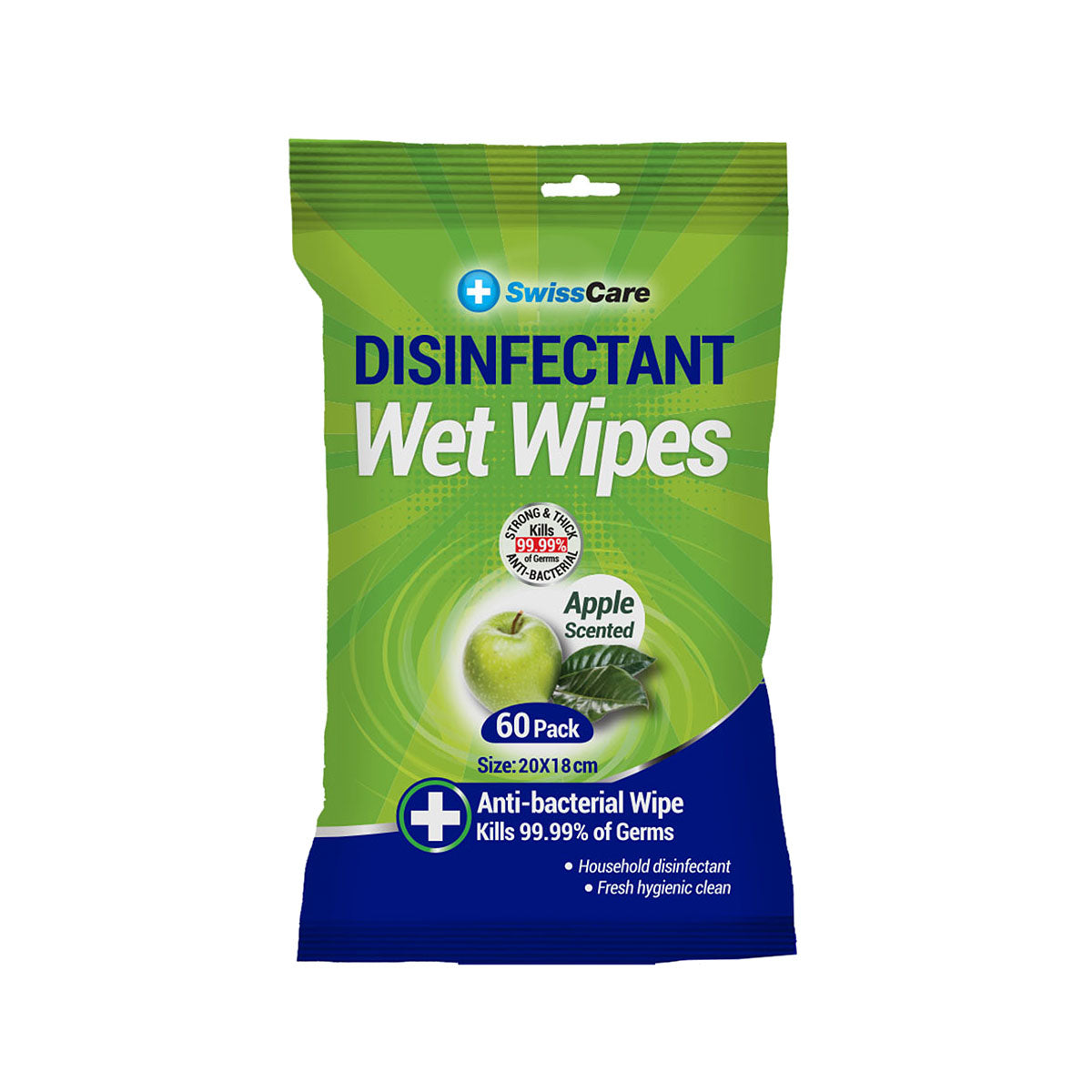 SwissCare Disinfectant Wipes Apple 60pk