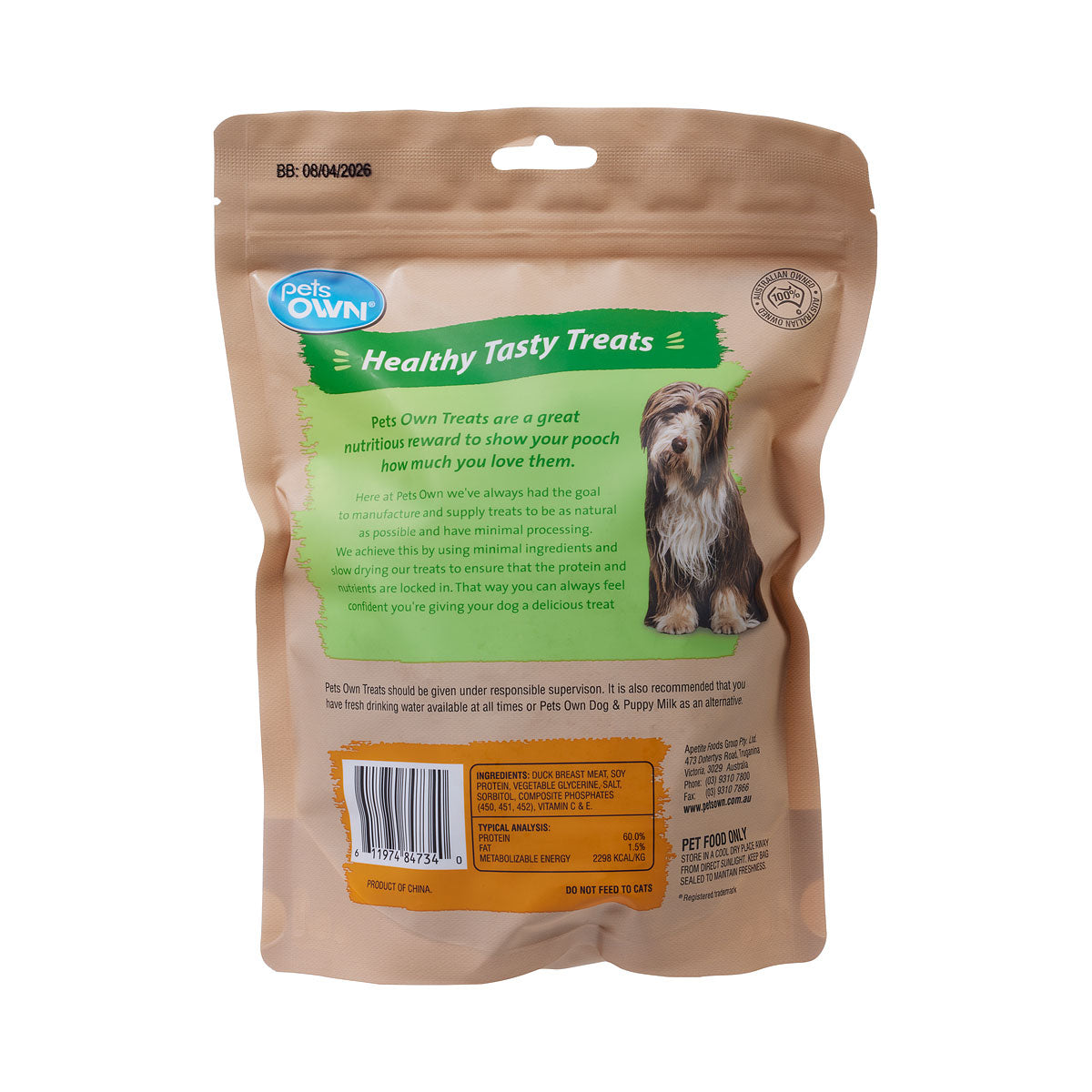 Pets Own Duck Jerky 350g