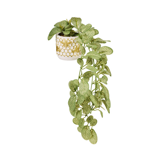 Hanging Bee Pot With Faux Greenery