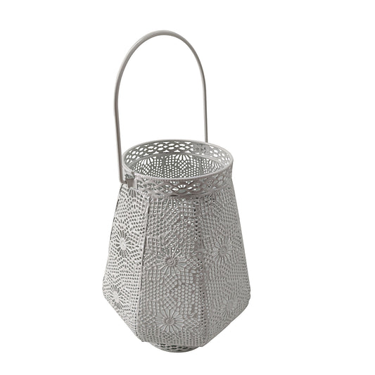 Pressed Metal Lantern White