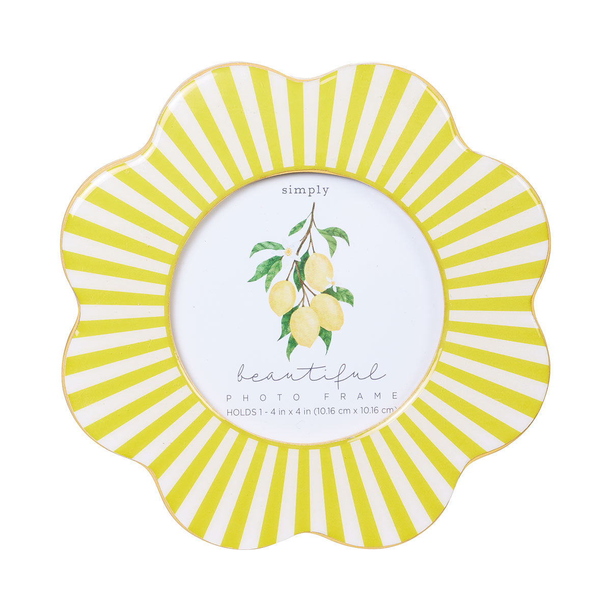 Round Photo Frame Scallop Stripe 4x4"